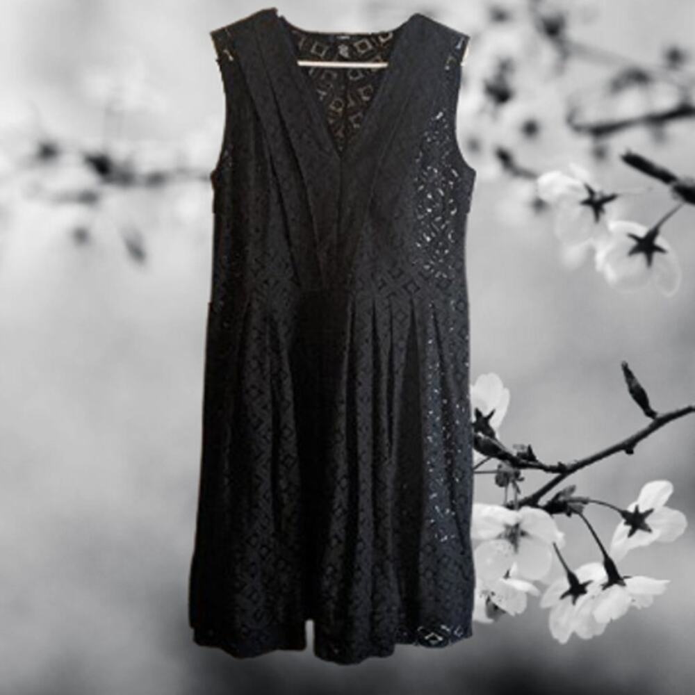 Alfani large Sleeveless black lace fit and flare woman's quality dress